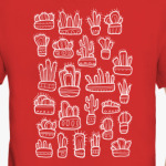 Коллекция смешных кактусов в горшочках