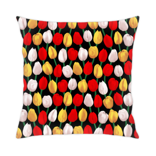 Подушка с принтом Тюльпаны