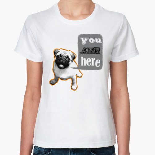 Классическая футболка с принтом OVALAB - Мопс. You are here