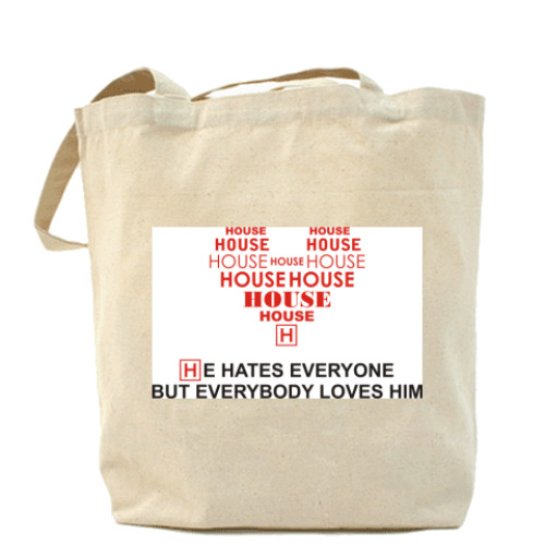 Сумка шоппер с принтом HOUSE he hates everyone