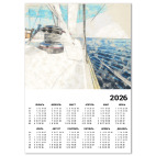 Акварельный рисунок яхты в море