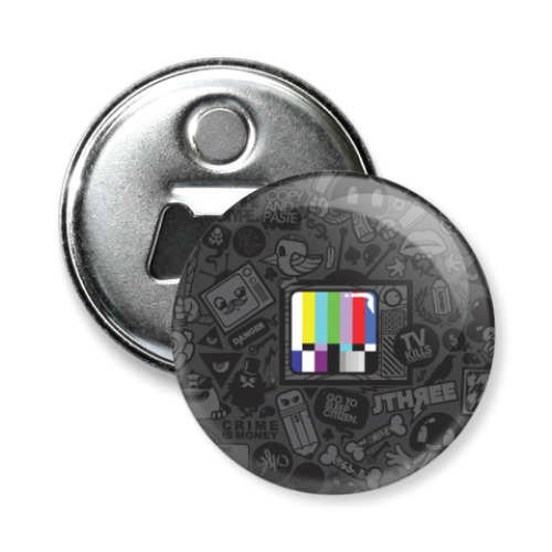 Магнит-открывашка с принтом ТВ хаос