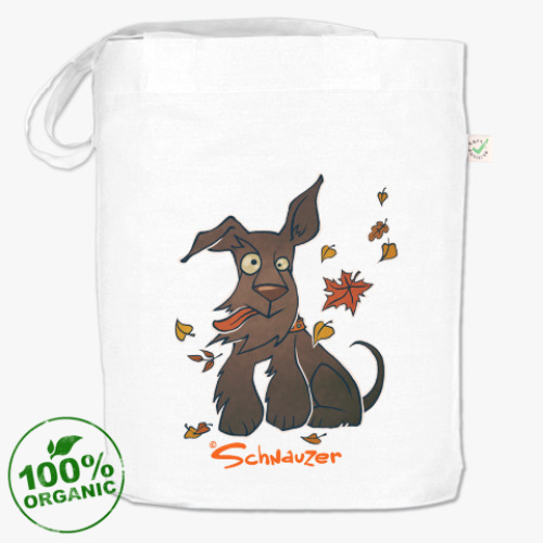 Сумка шоппер с принтом Осенний шнауцер