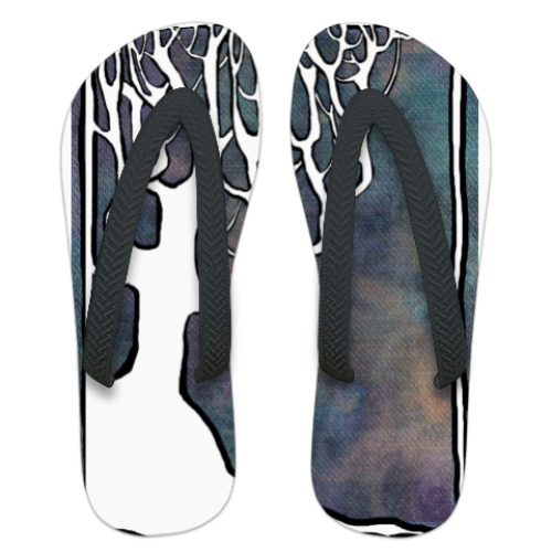 Шлепанцы (сланцы) с принтом  Дерево