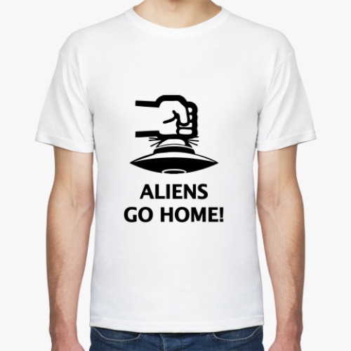 Футболка с принтом  Aliens Go Home!