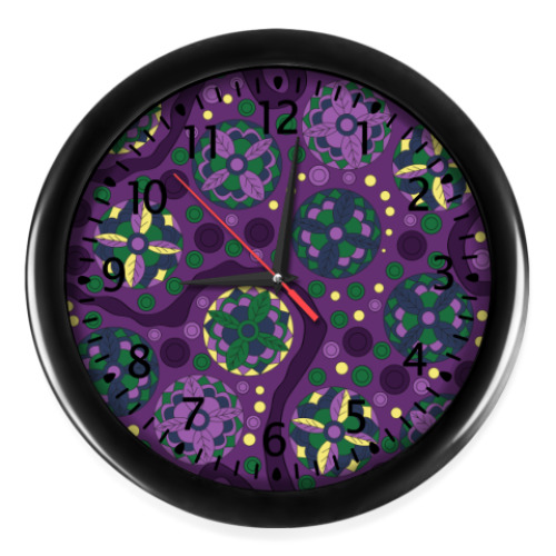 Настенные часы Фиолетовый узор