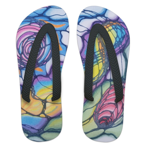 Шлепанцы (сланцы) с принтом нейрографика 'принятине решения'