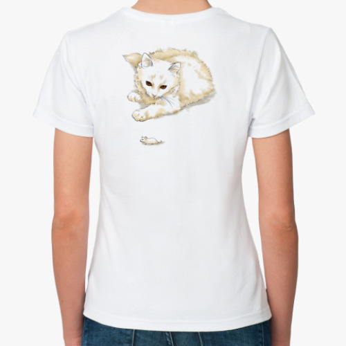 Классическая футболка с принтом кошки-мышки