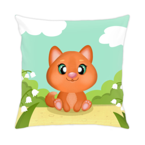 Подушка с принтом Милый котенок