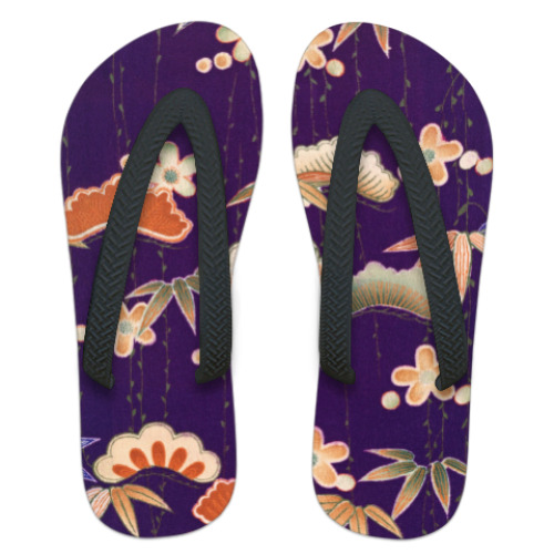 Шлепанцы (сланцы) с принтом Ткань с узором