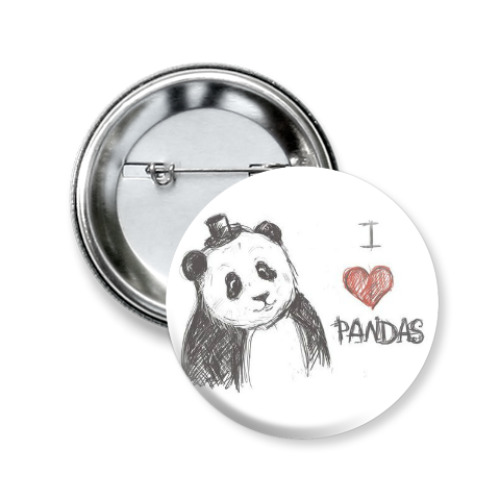Значок 50мм с принтом Панда