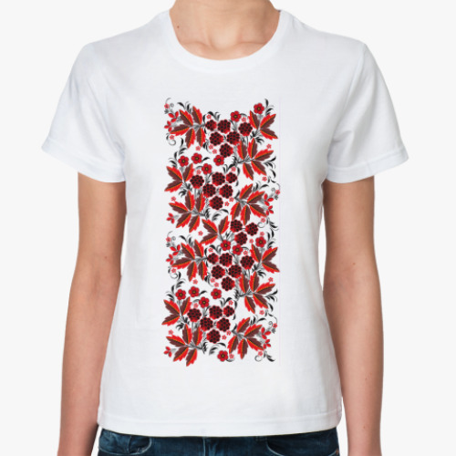 Классическая футболка с принтом Русский народный узор
