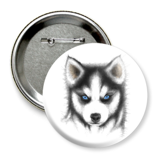 Значок 75мм Сибирский хаски Siberian husky