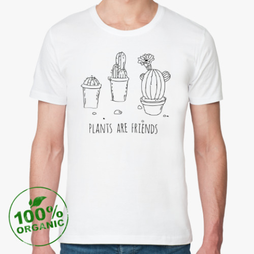 Футболка из органик-хлопка с принтом Plants are friends