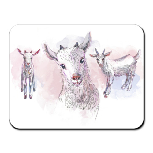 Коврик для мыши с принтом Акварельная козочка