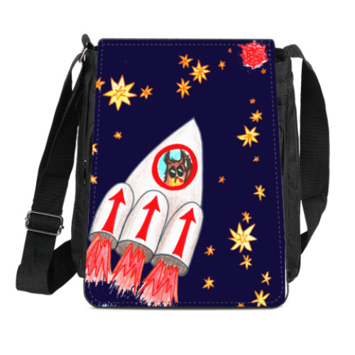 Сумка-планшет с принтом Сова Ульяна. Полет на Марс