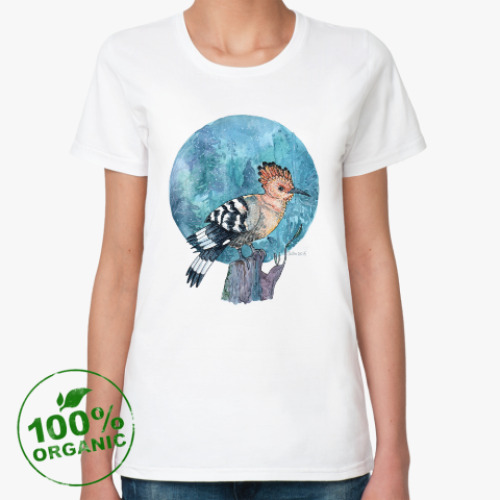 Женская футболка из органик-хлопка птица удод