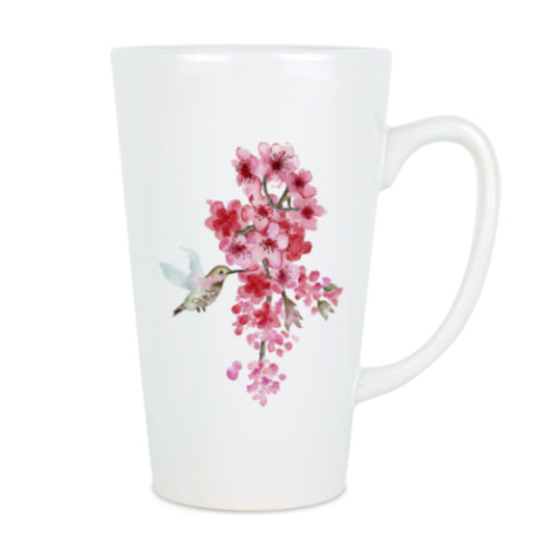 Чашка Латте с принтом Весенняя пташка