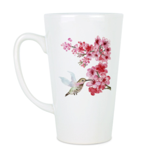 Чашка Латте с принтом Весенняя пташка