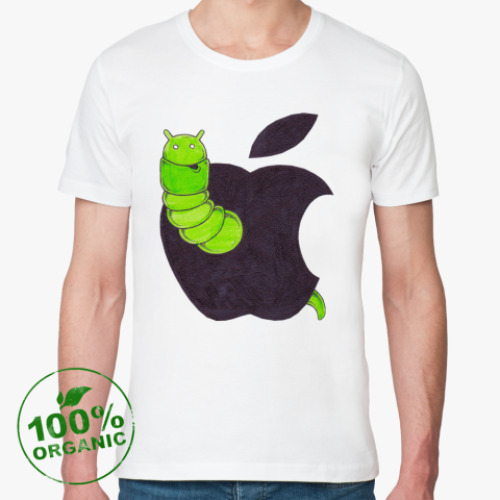 Футболка из органик-хлопка с принтом Apple vs Android
