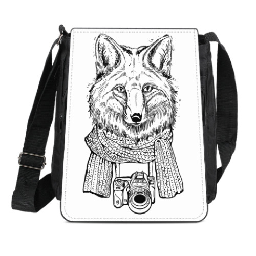 Сумка-планшет с принтом Лис-фотограф