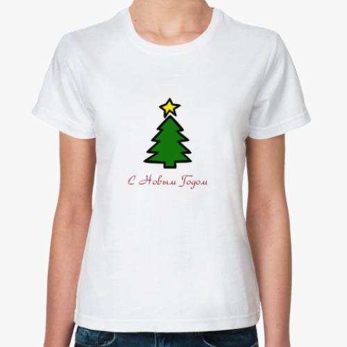 Классическая футболка с принтом С новым годом