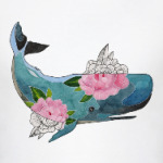 Кит кашалот в цветах