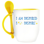 Кружка с ложкой I am inspired &amp; I inspire