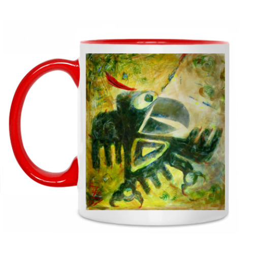 Кружка с принтом Этно птица