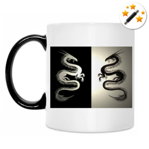 Кружка-хамелеон с принтом Драконы