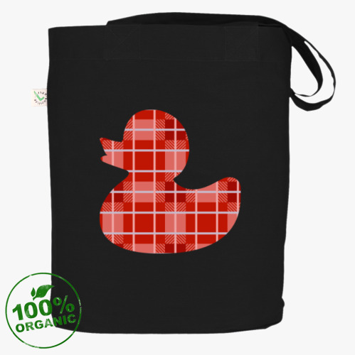 Сумка шоппер Уточка для ванной в шотландскую клетку