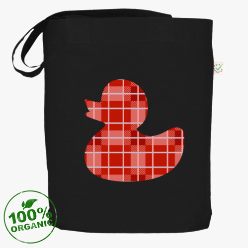 Сумка шоппер Уточка для ванной в шотландскую клетку