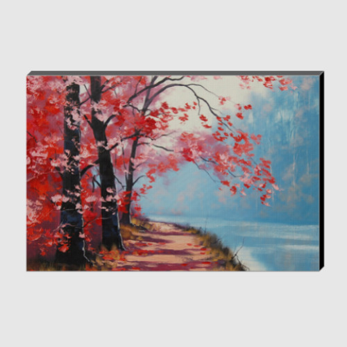 Холст с принтом Сакура осенью