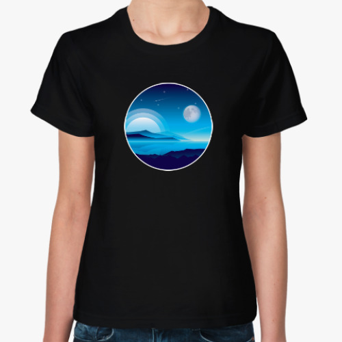 Женская футболка Ночной пейзаж. Космос