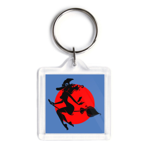 Брелок с принтом Ведьма на фоне луны