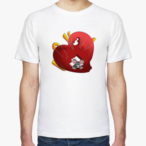 Футболка с принтом  'Мышь и валентинка'