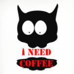 Cat  'i need coffee'