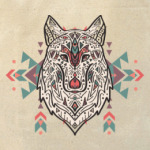Тотем волк. Ацтекский узор