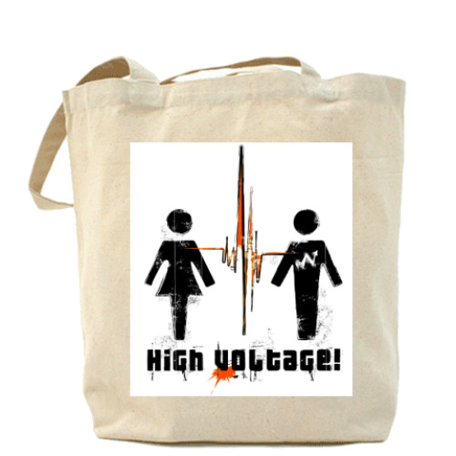Сумка шоппер с принтом Высокое напряжение