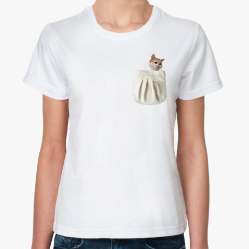 Классическая футболка Котик в кармашке
