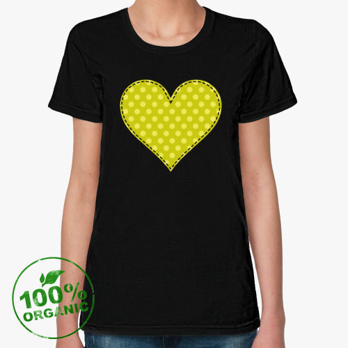 Женская футболка из органик-хлопка сердце в горошек