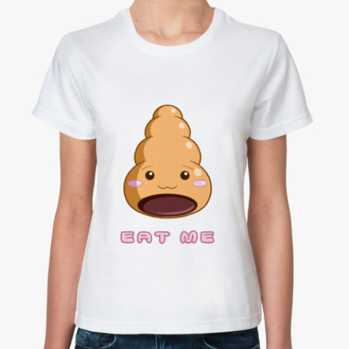 Классическая футболка с принтом  Шоколадный рогалик