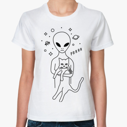 Классическая футболка Инопланетянин с котиком