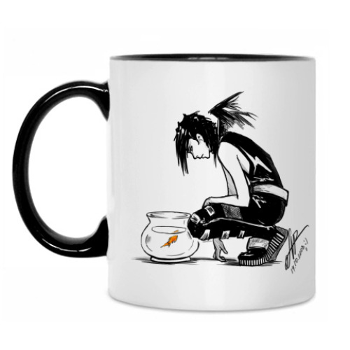 Кружка с принтом Парень и рыбка