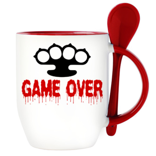 Кружка с ложкой с принтом Game over