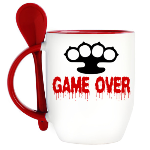 Кружка с ложкой с принтом Game over