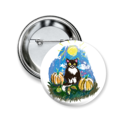 Значок 50мм с принтом Кот