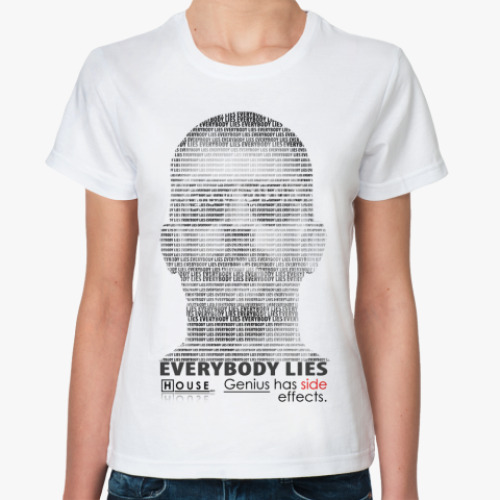Классическая футболка с принтом EVERYBODY LIES
