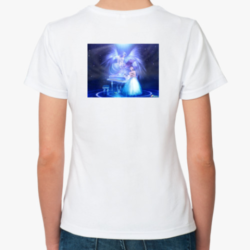 Классическая футболка с принтом Женская футболка, белая