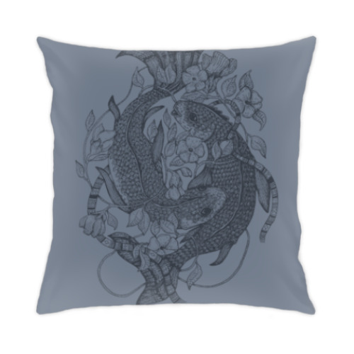 Подушка с принтом Carps Graphite